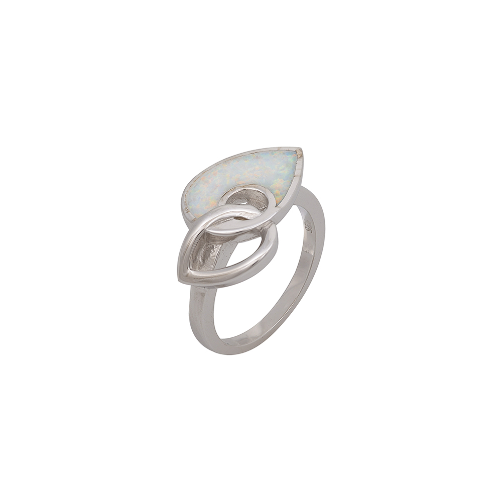 Leaf Ring with Opal Stone in Silver 925