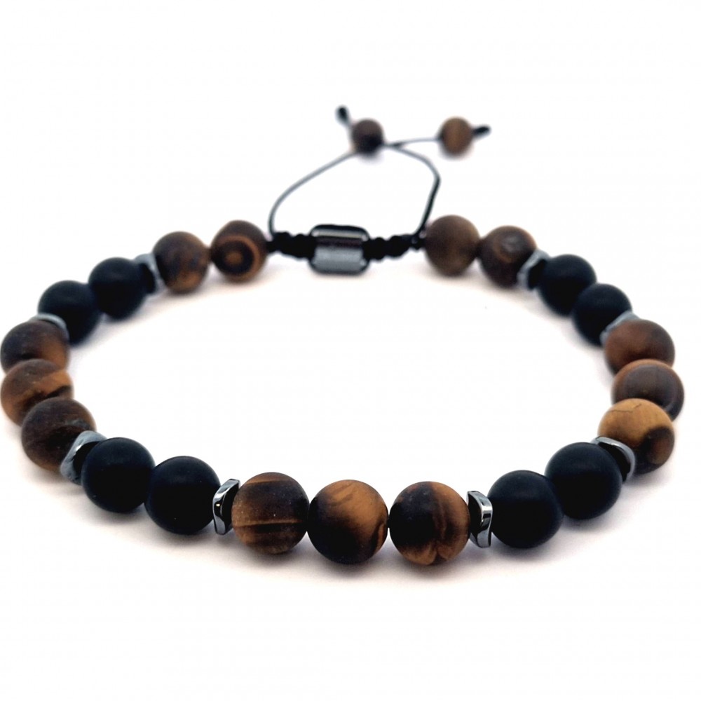 Men's handmade bracelet made of semi-precious stones