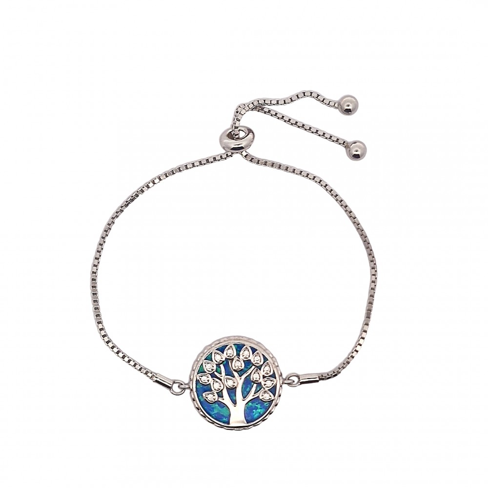 Tree Bracelet with Opal Stone in Silver 925