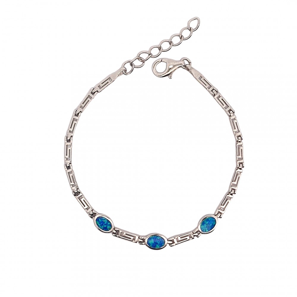 Meander Bracelet with Opal Stone in Silver 925