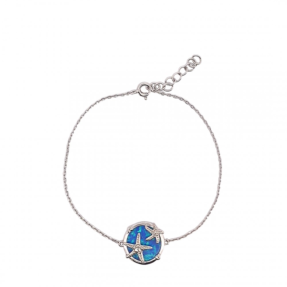 Circle Bracelet with Opal Stone in Silver 925
