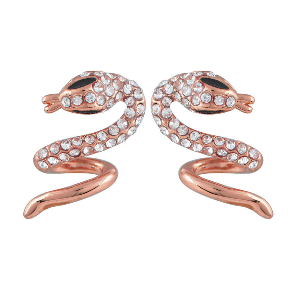 Stud Snake Earrings in Alloy with 18K Gold plating