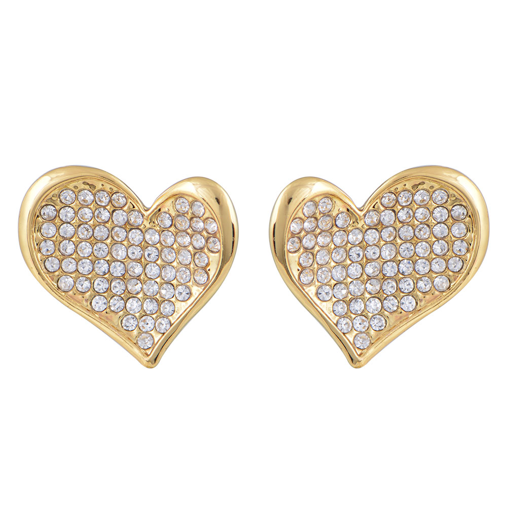 Stud Heart Earrings in Alloy with 18K Gold plating