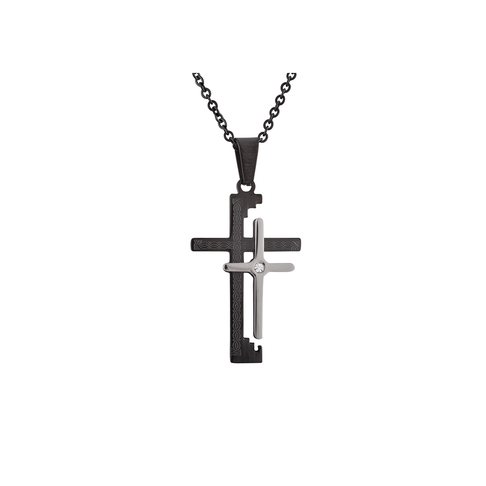 Men's Necklace Cross in Stainless Steel