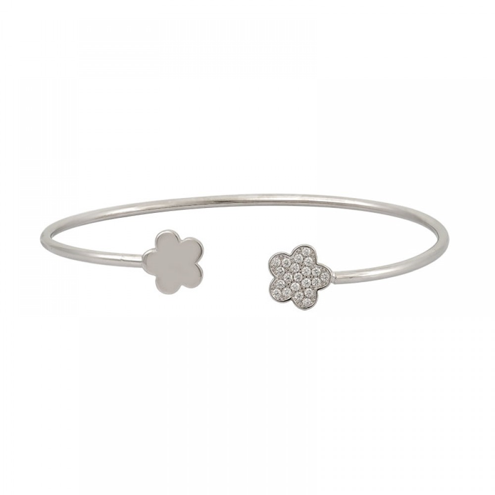Handcuff Flower Bracelet in Silver 925