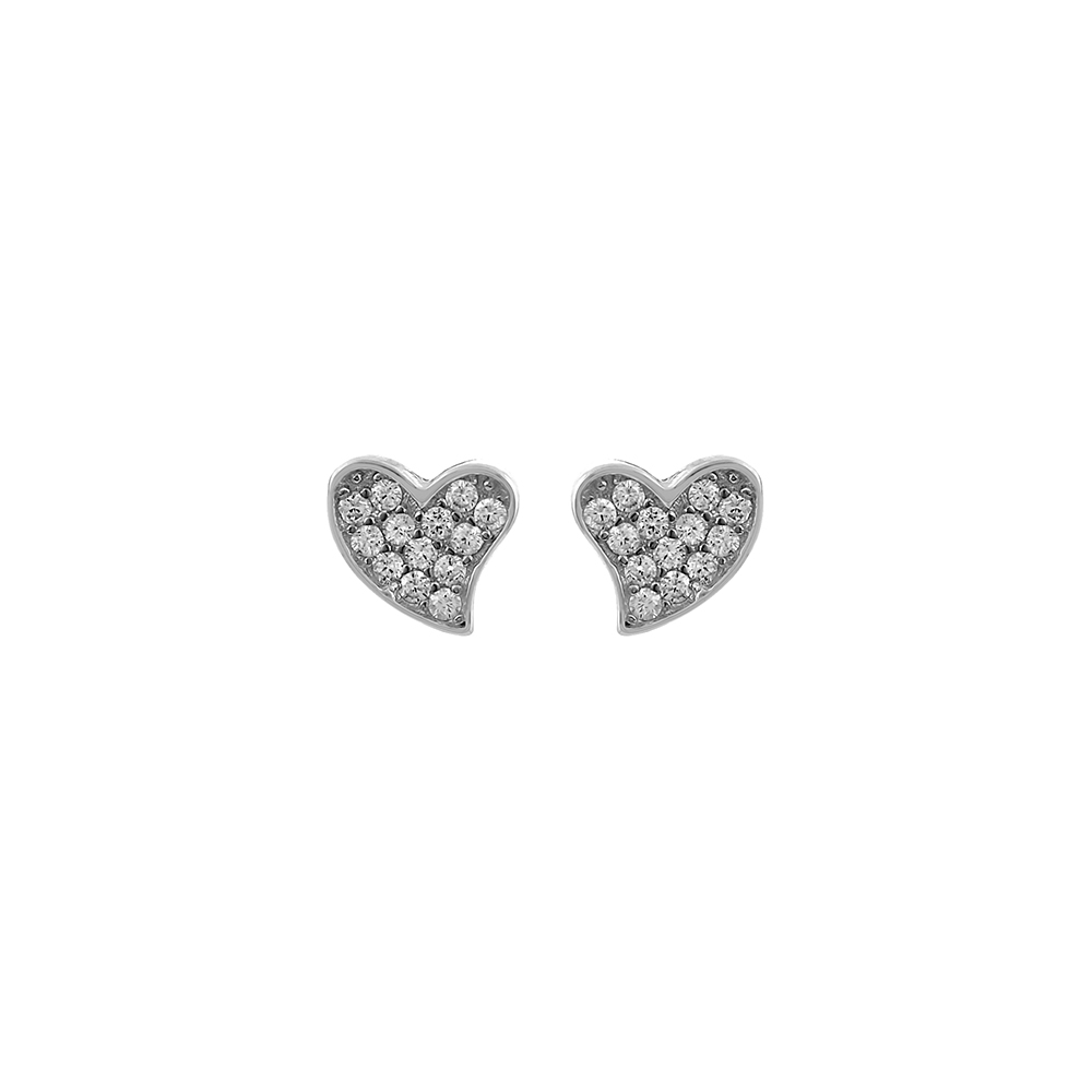 Stud Heart Earrings in Silver 925