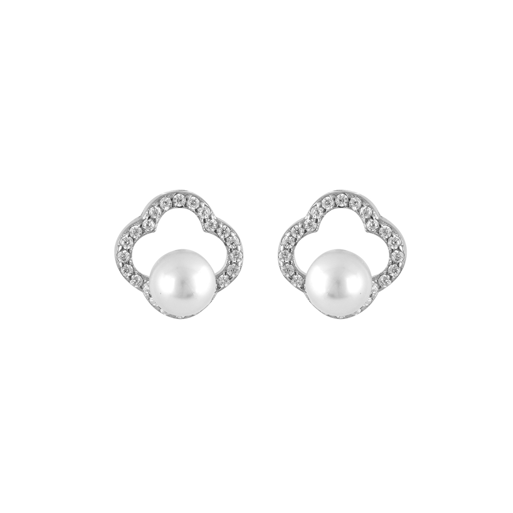 Stud Pearl Earrings in Silver 925