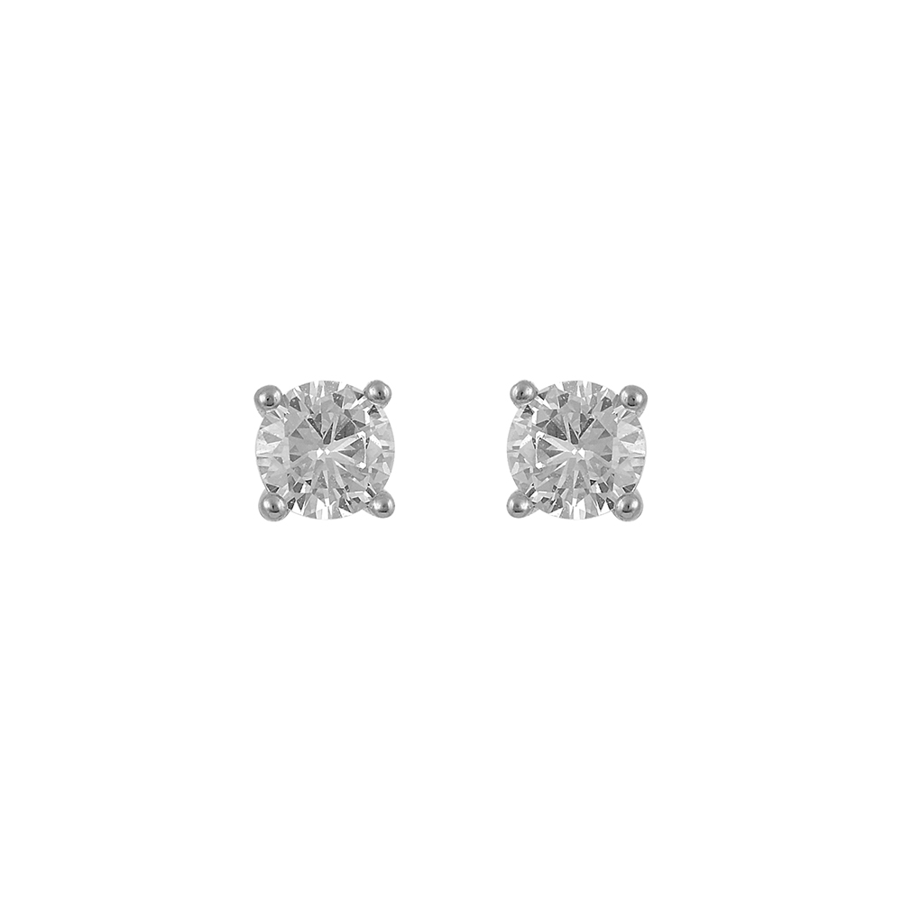 Stud Solitaire Earrings in Silver 925