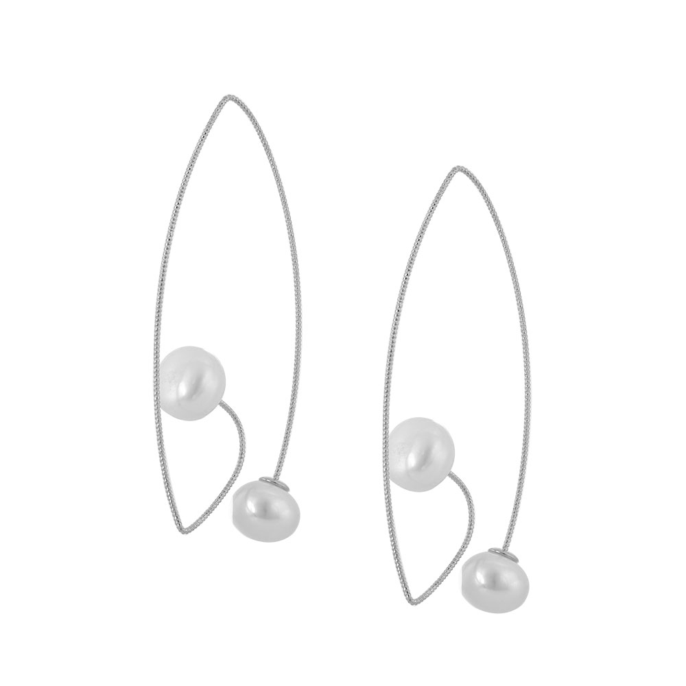  Threader Pearl Earrings in Silver 925