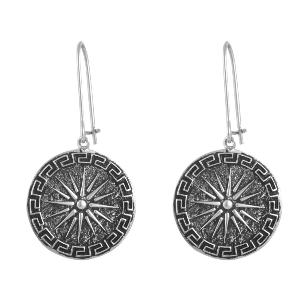 Wire Hook Sun Earrings in Silver 925
