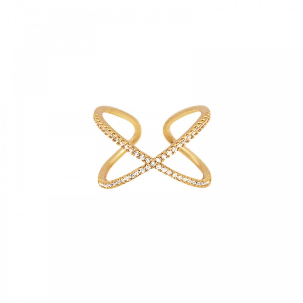 Shimmer Cross Ring Gold Plating