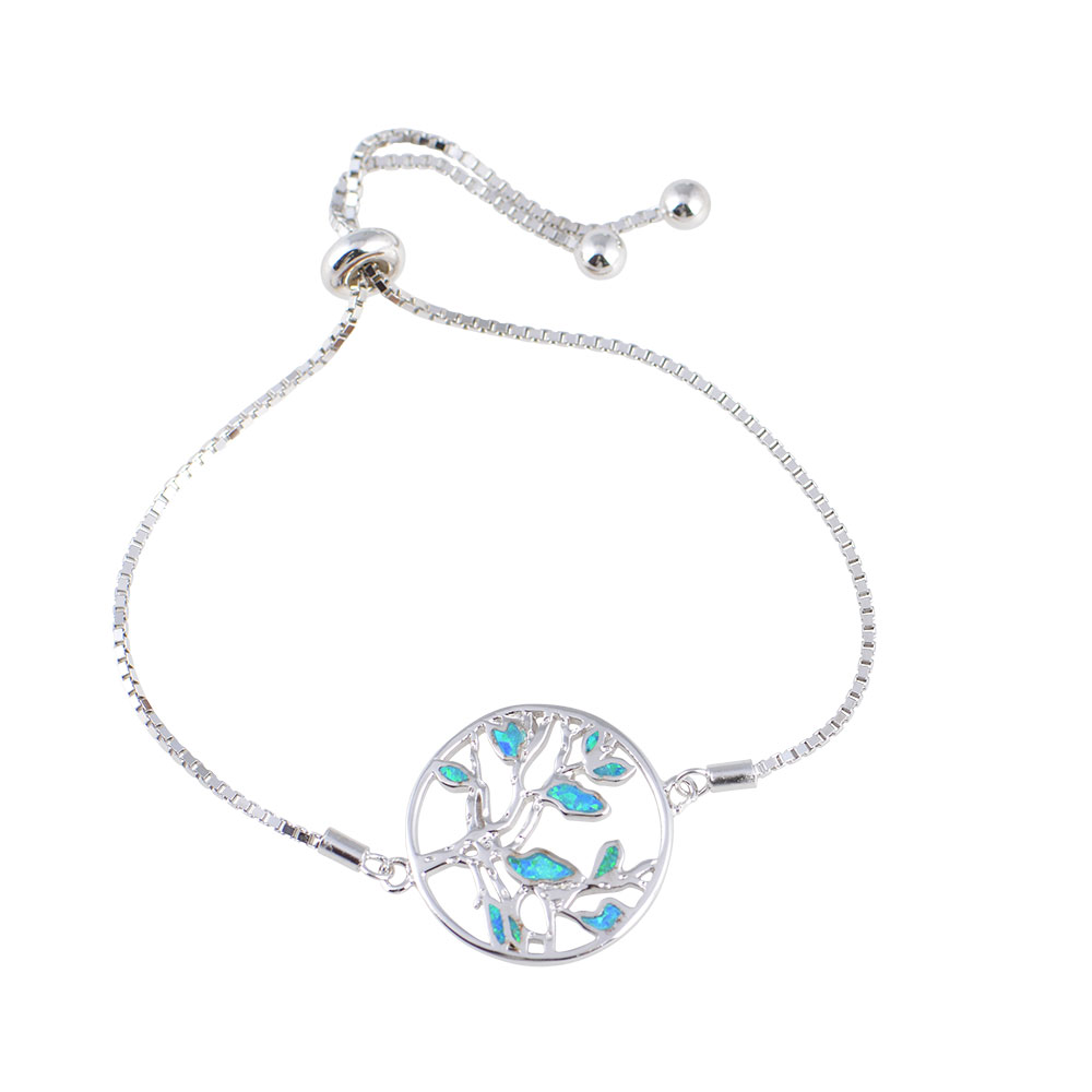 Tree Bracelet with Opal Stone in Silver 925
