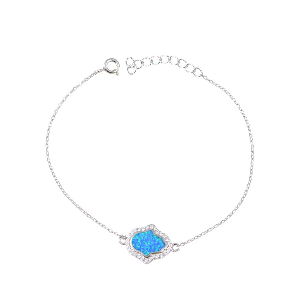 Bracelet Hamsa   with Opal Stone in Silver 925