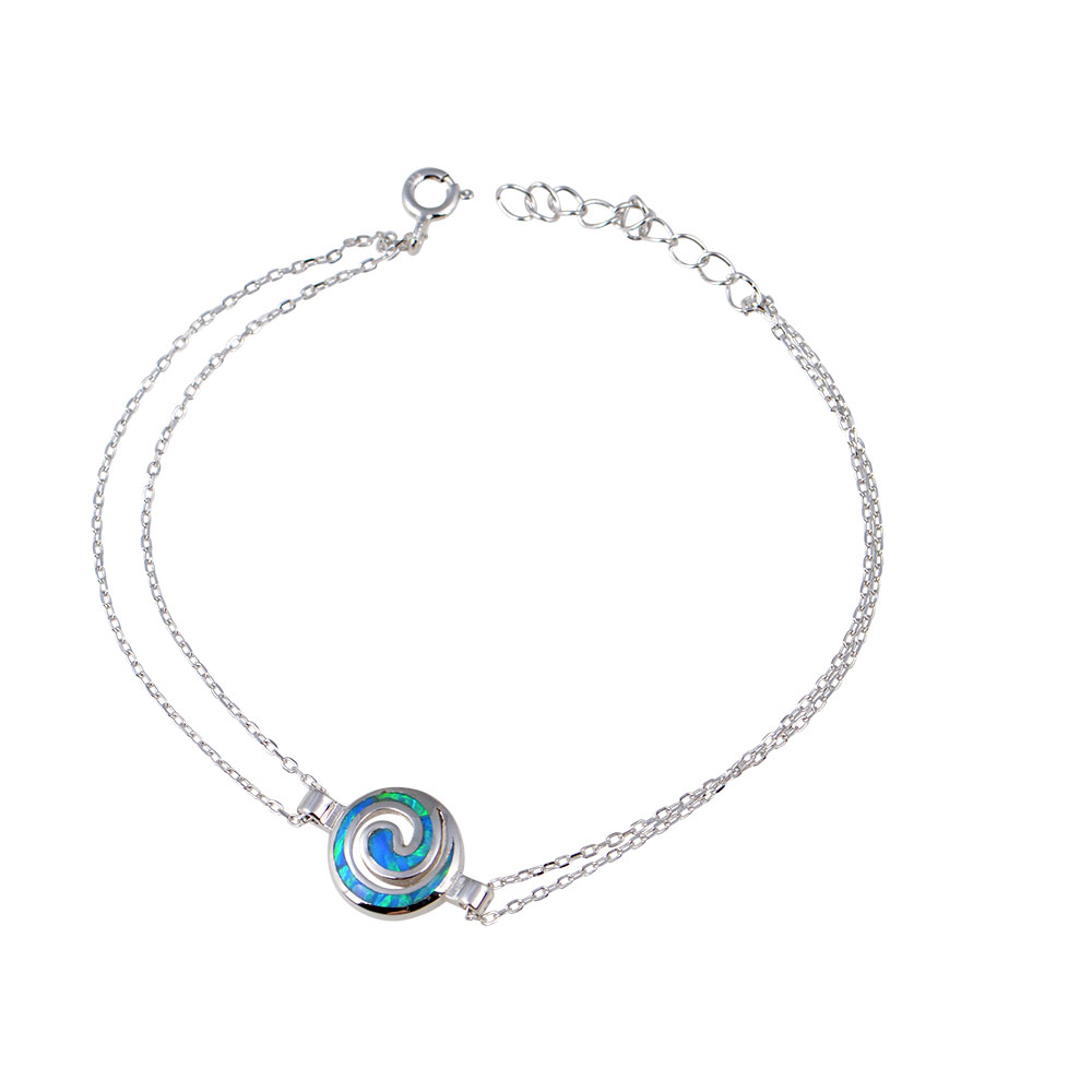 Spiral Bracelet with Opal Stone in Silver 925
