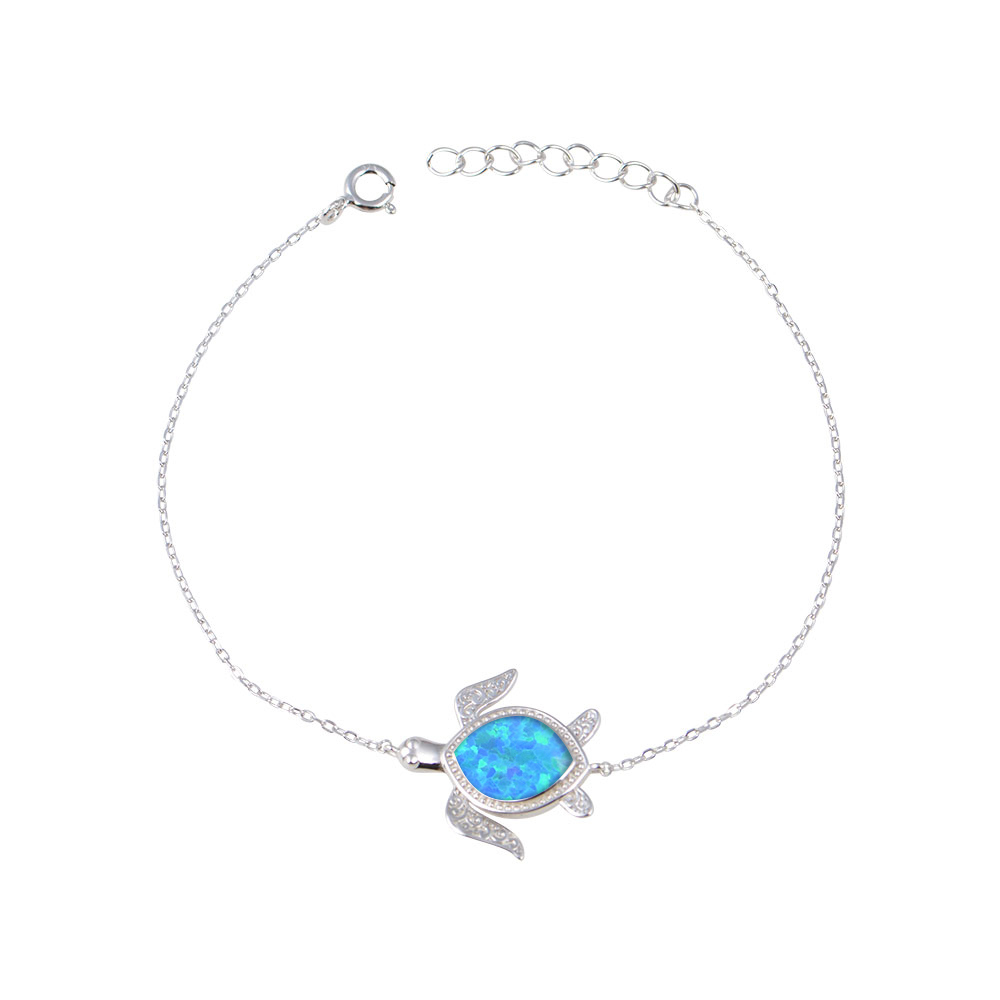 Turtle Bracelet with Opal Stone in Silver 925