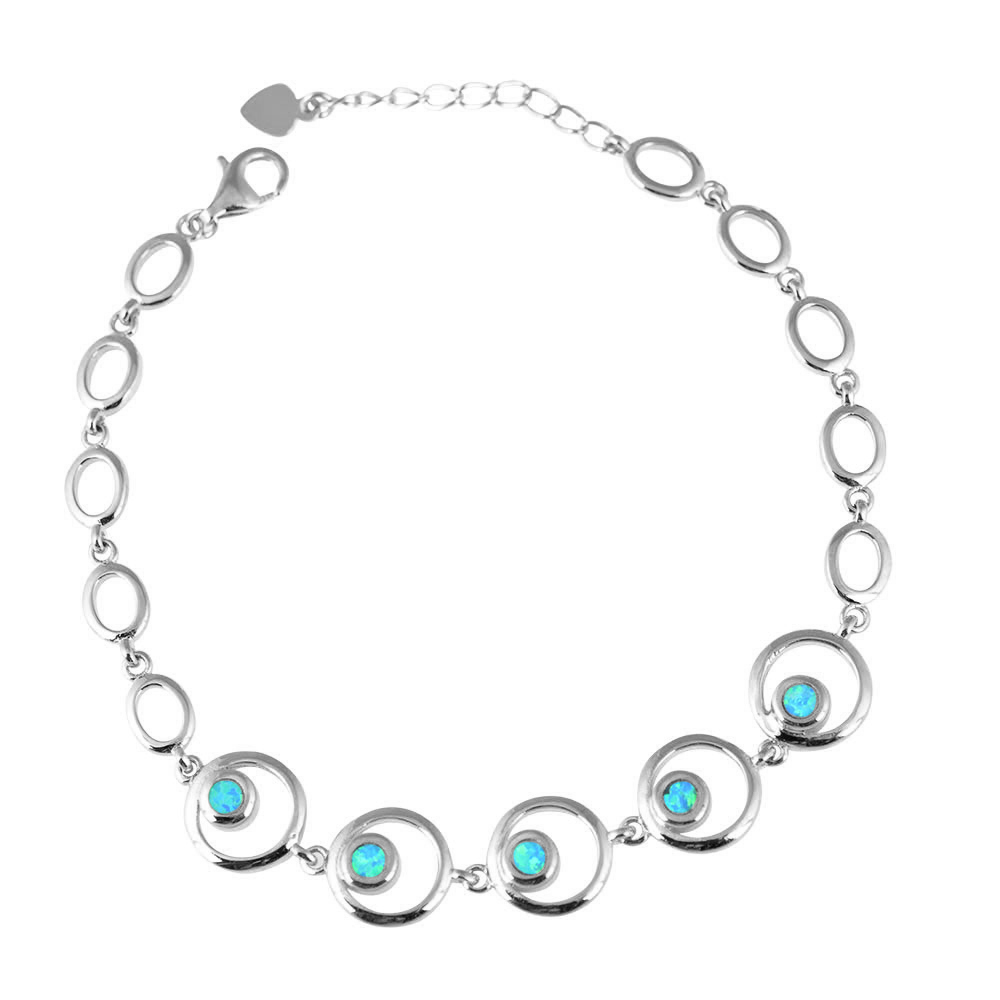 Link Bracelet with Opal Stone in Silver 925