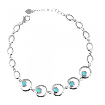 Link Bracelet with Opal Stone in Silver 925