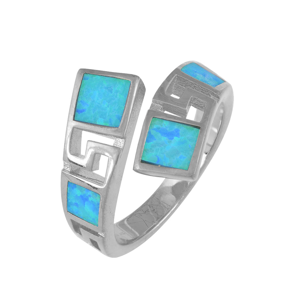 Perforated Ring with Opal Stone in Silver 925