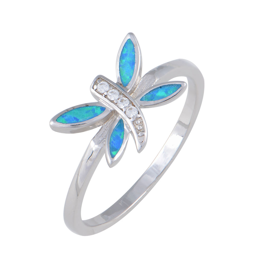 Butterfly Ring with Opal Stone in Silver 925