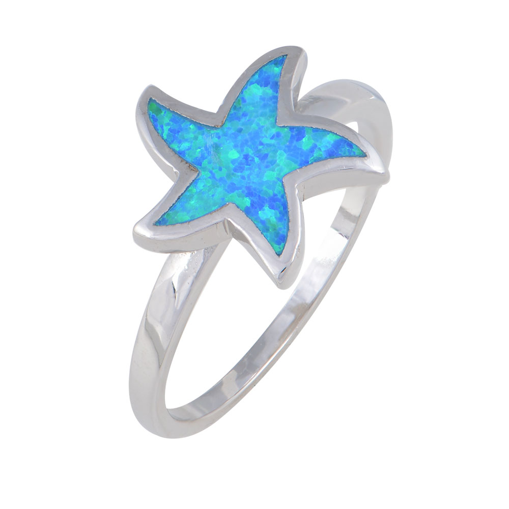 Starfish Ring with Opal Stone in Silver 925