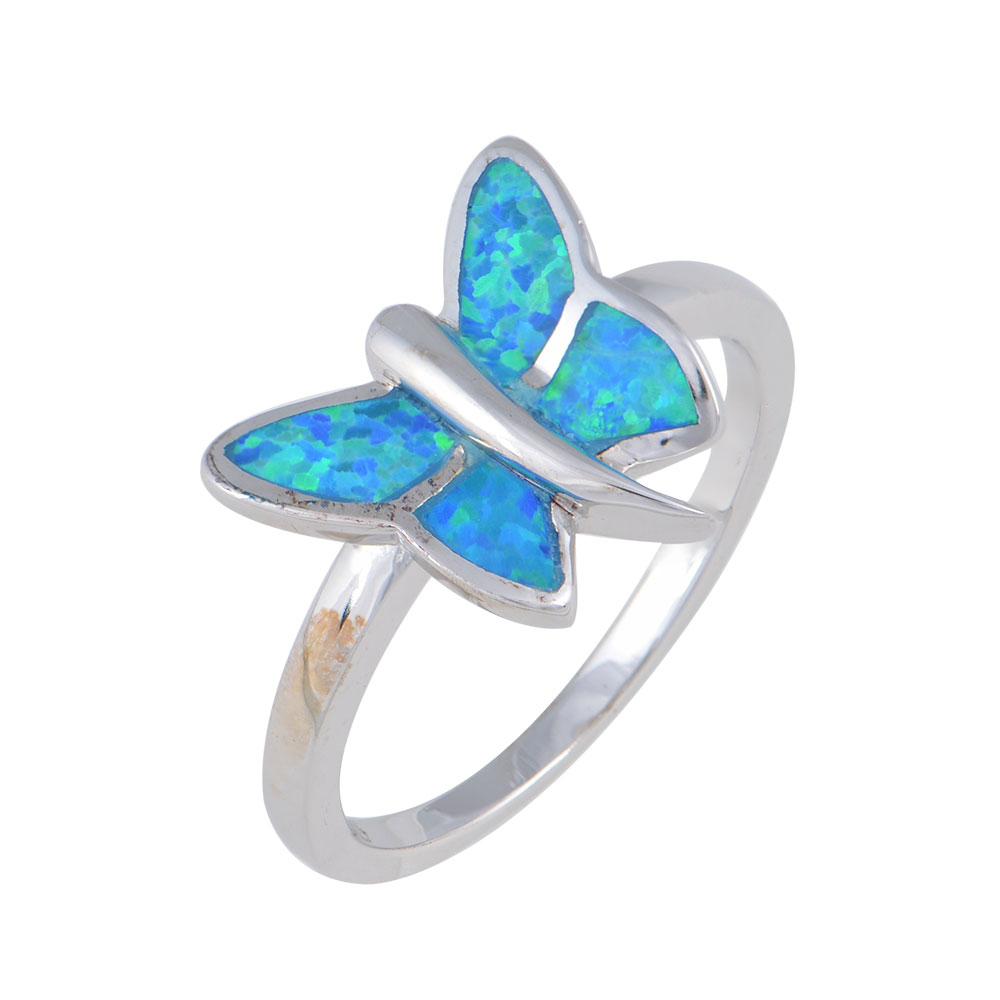 Butterfly Ring with Opal Stone in Silver 925
