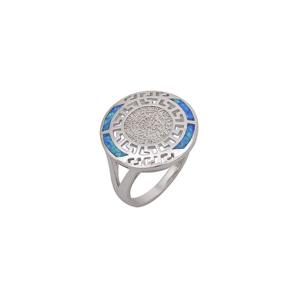 Δαχτυλίδι Δίσκος της Φαιστού με Opal Πέτρα από Ασήμι 925