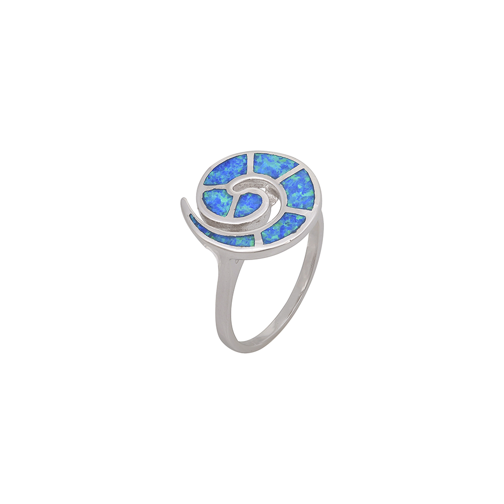 Spiral Ring with Opal Stone in Silver 925