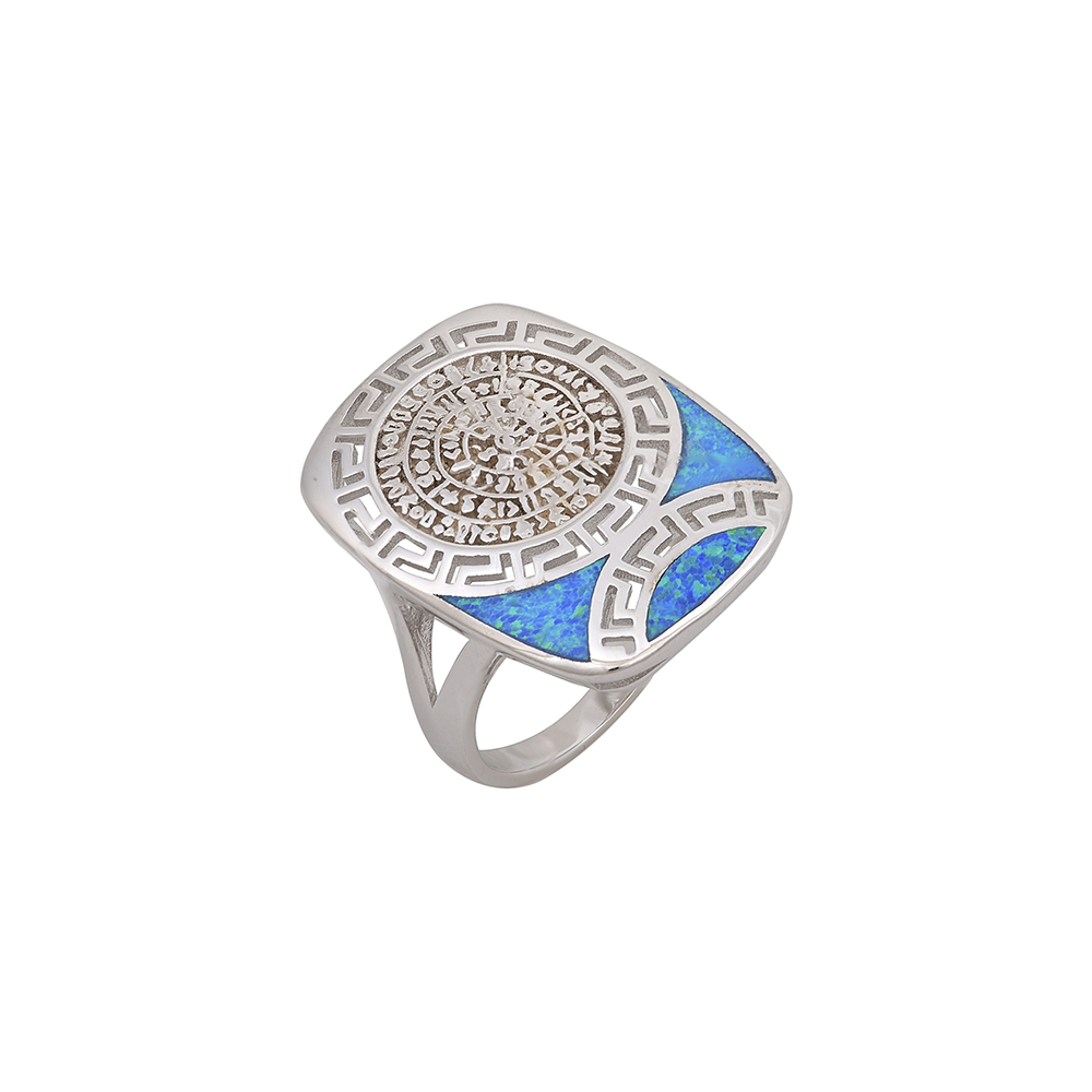 Δαχτυλίδι Δίσκος της Φαιστού με Opal Πέτρα από Ασήμι 925
