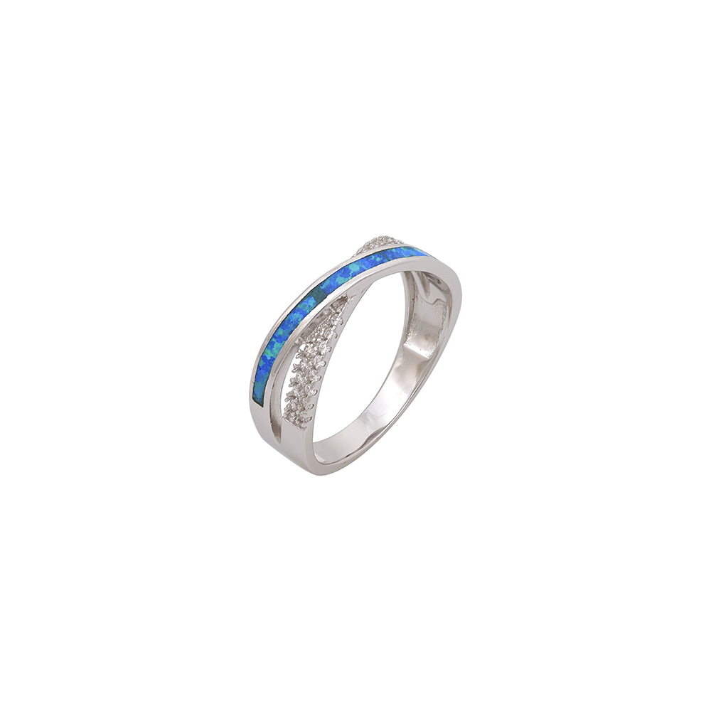 Crossover Ring with Opal Stone in Silver 925