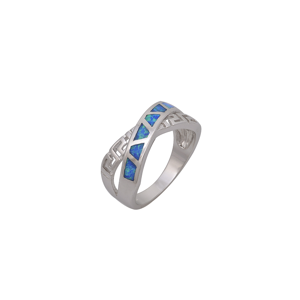 Crossover Ring with Opal Stone in Silver 925