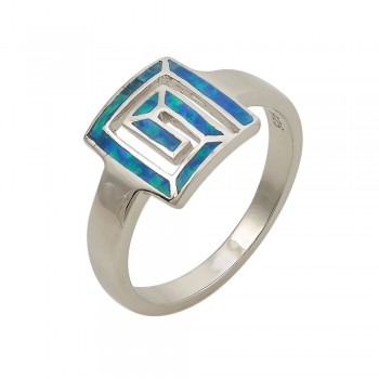Meander Ring with Opal Stone in Silver 925