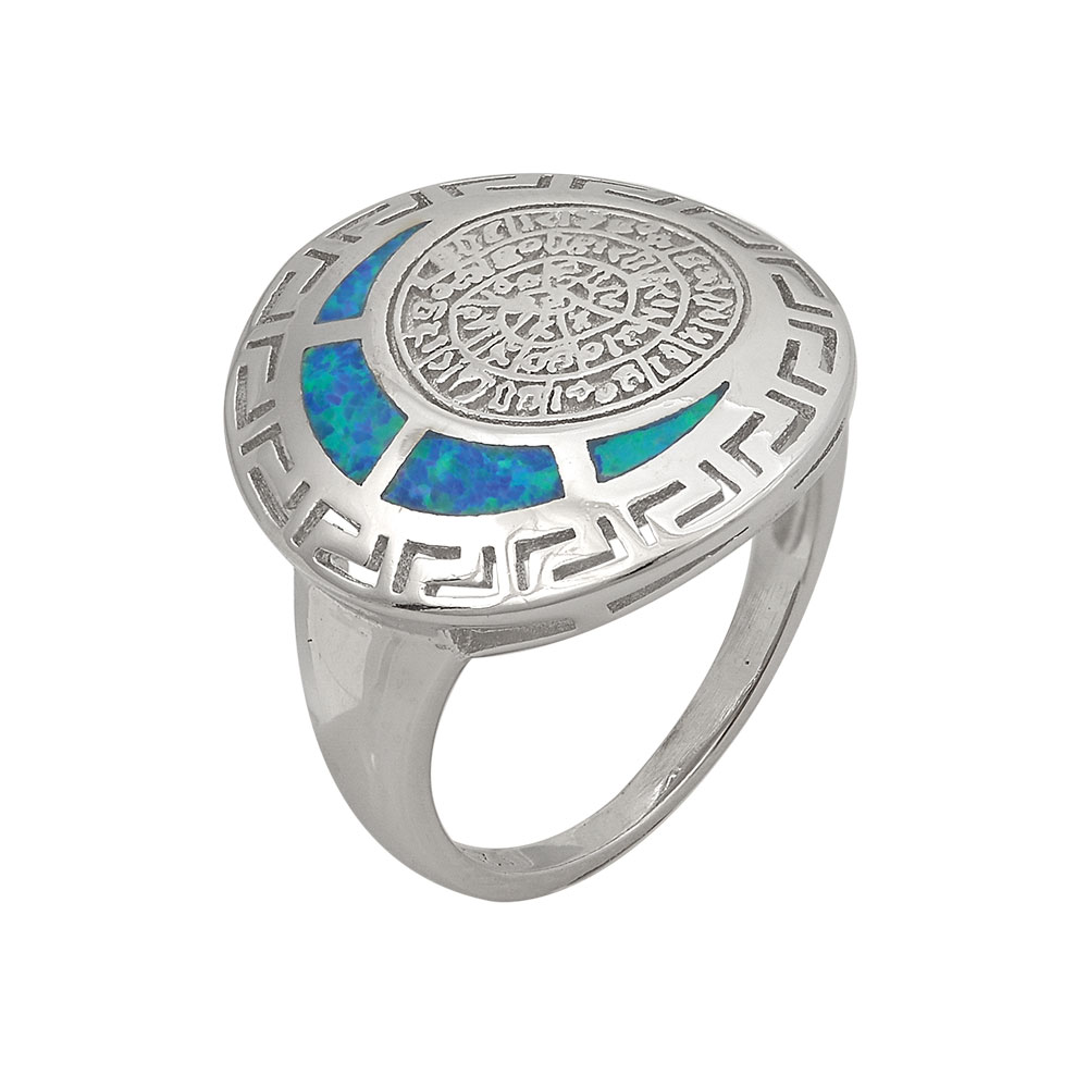 Ring Phaistos  Disk with Opal Stone in Silver 925