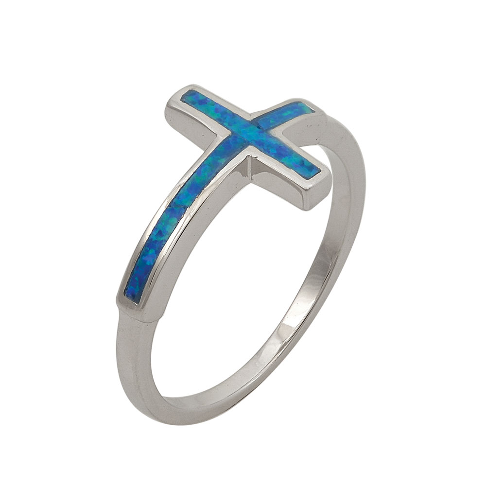 Ring Cross with Opal Stone in Silver 925