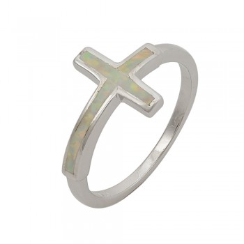 Ring Cross with Opal Stone in Silver 925