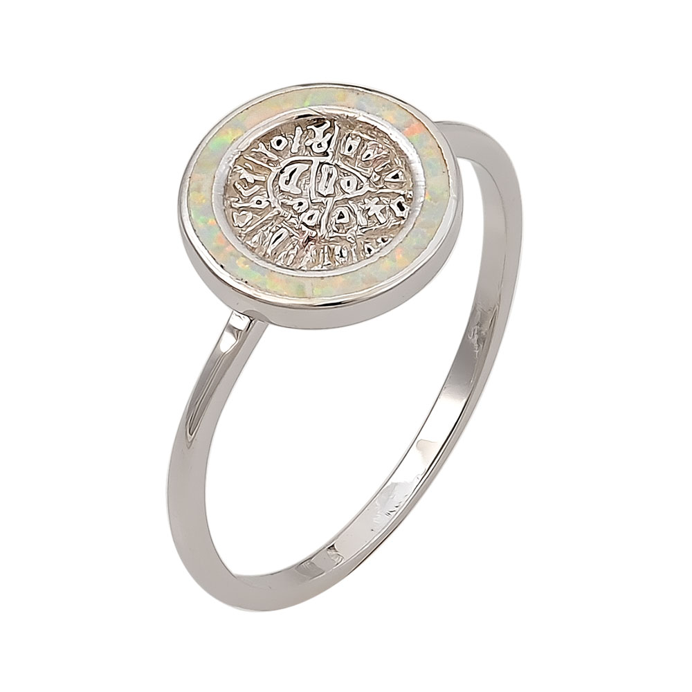 Ring Phaistos  Disk with Opal Stone in Silver 925
