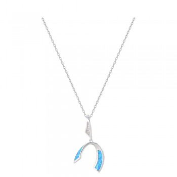 Horseshoe Necklace with Opal Stone in Silver 925