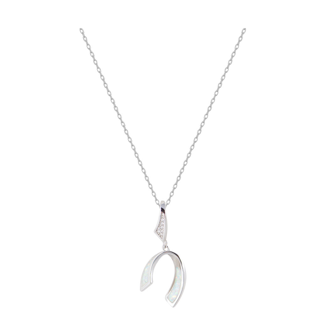 Horseshoe Necklace with Opal Stone in Silver 925