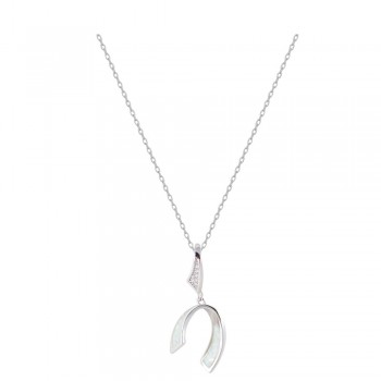 Horseshoe Necklace with Opal Stone in Silver 925