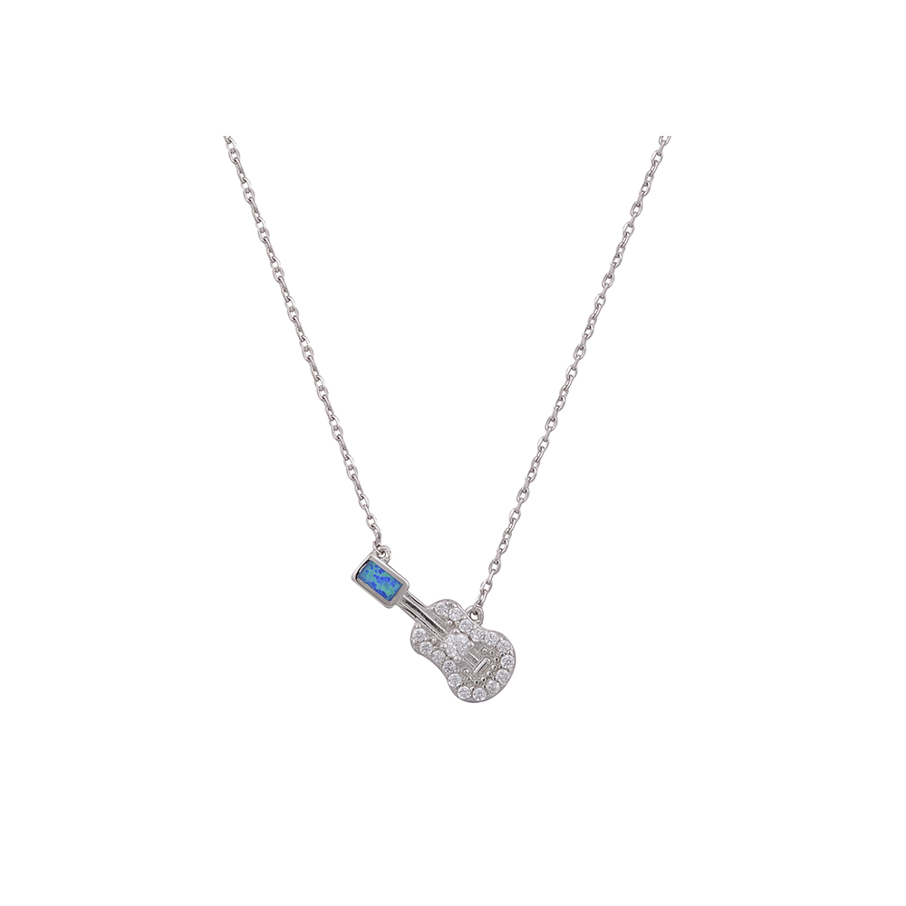Guitar Necklace with Opal Stone in Silver 925