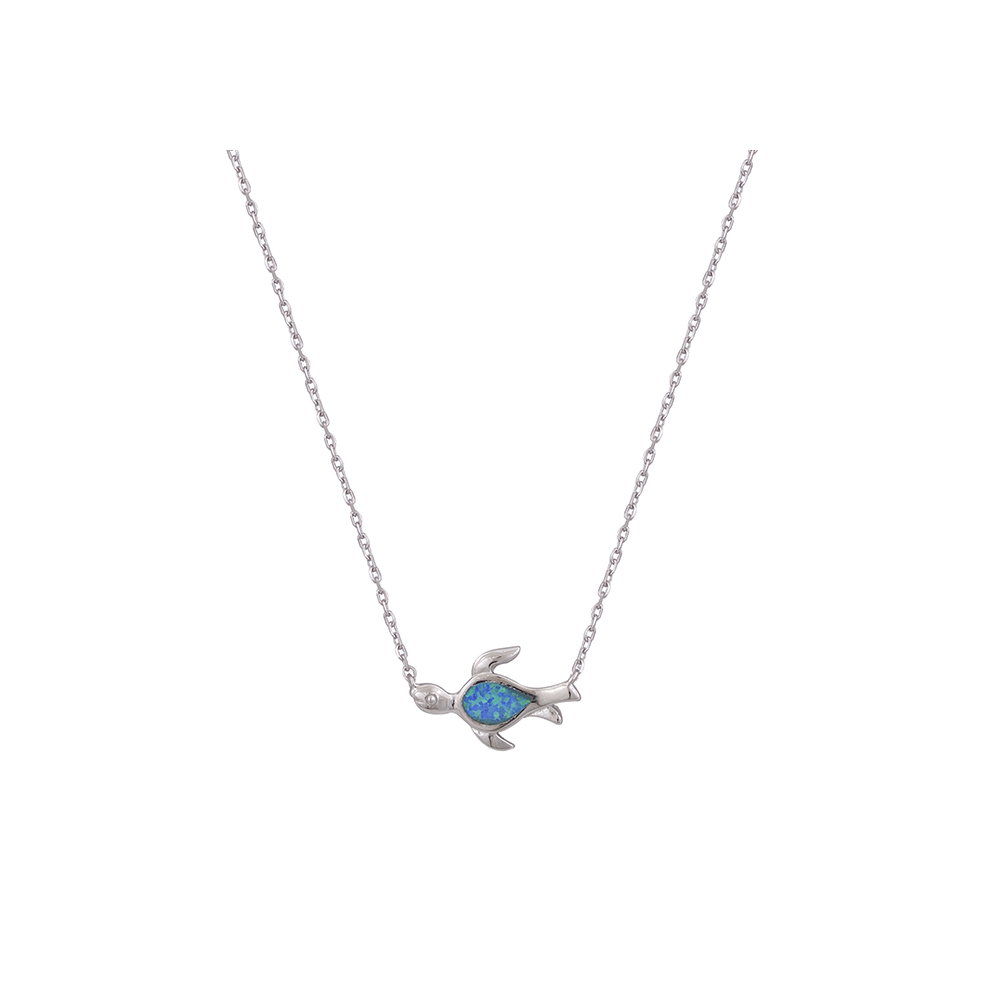 Turtle Necklace with Opal Stone in Silver 925