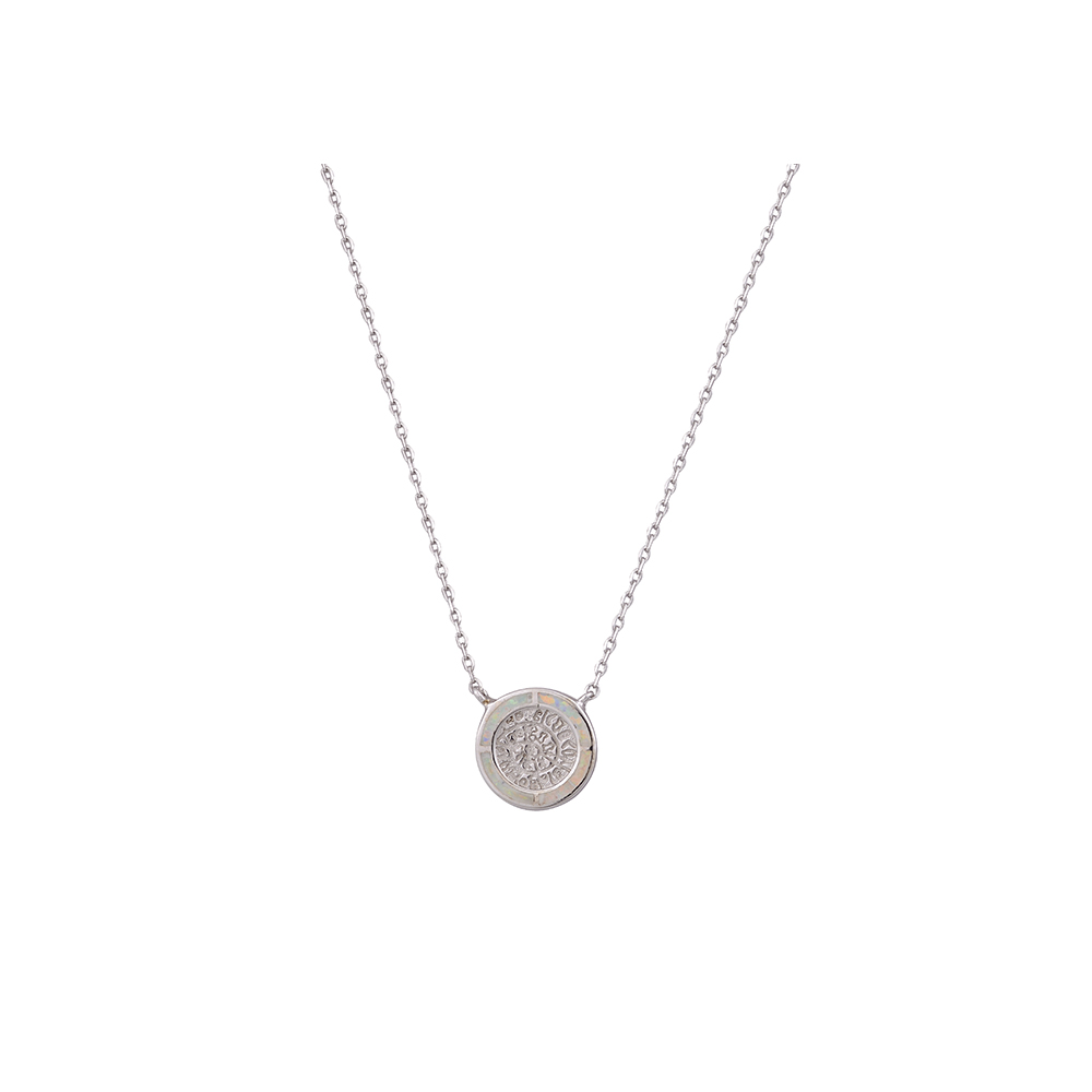 Necklace Phaistos  Disk with Opal Stone in Silver 925