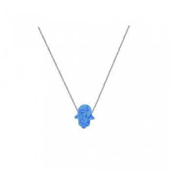 Necklace Hamsa   with Opal Stone in Silver 925