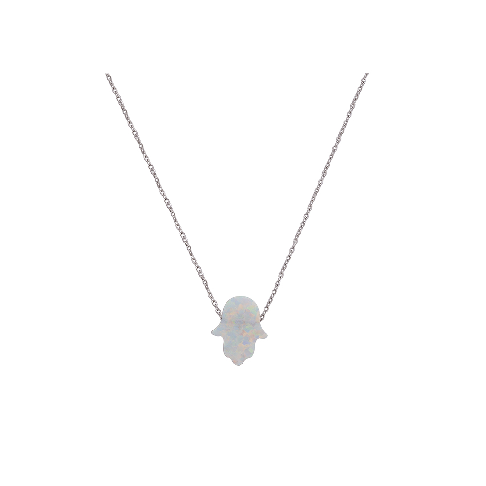 Necklace Hamsa   with Opal Stone in Silver 925