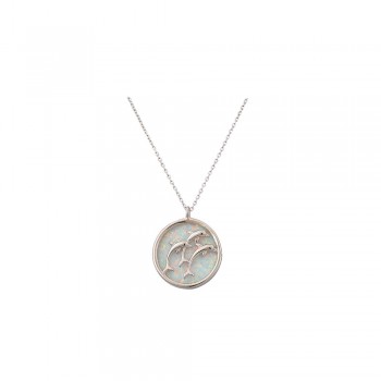 Circle Necklace with Opal Stone in Silver 925