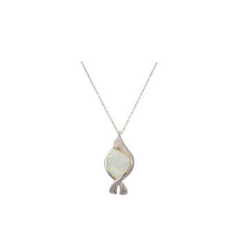 Fish Necklace with Opal Stone in Silver 925