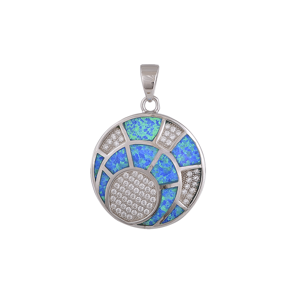 Disc Pendant with Opal Stone in Silver 925