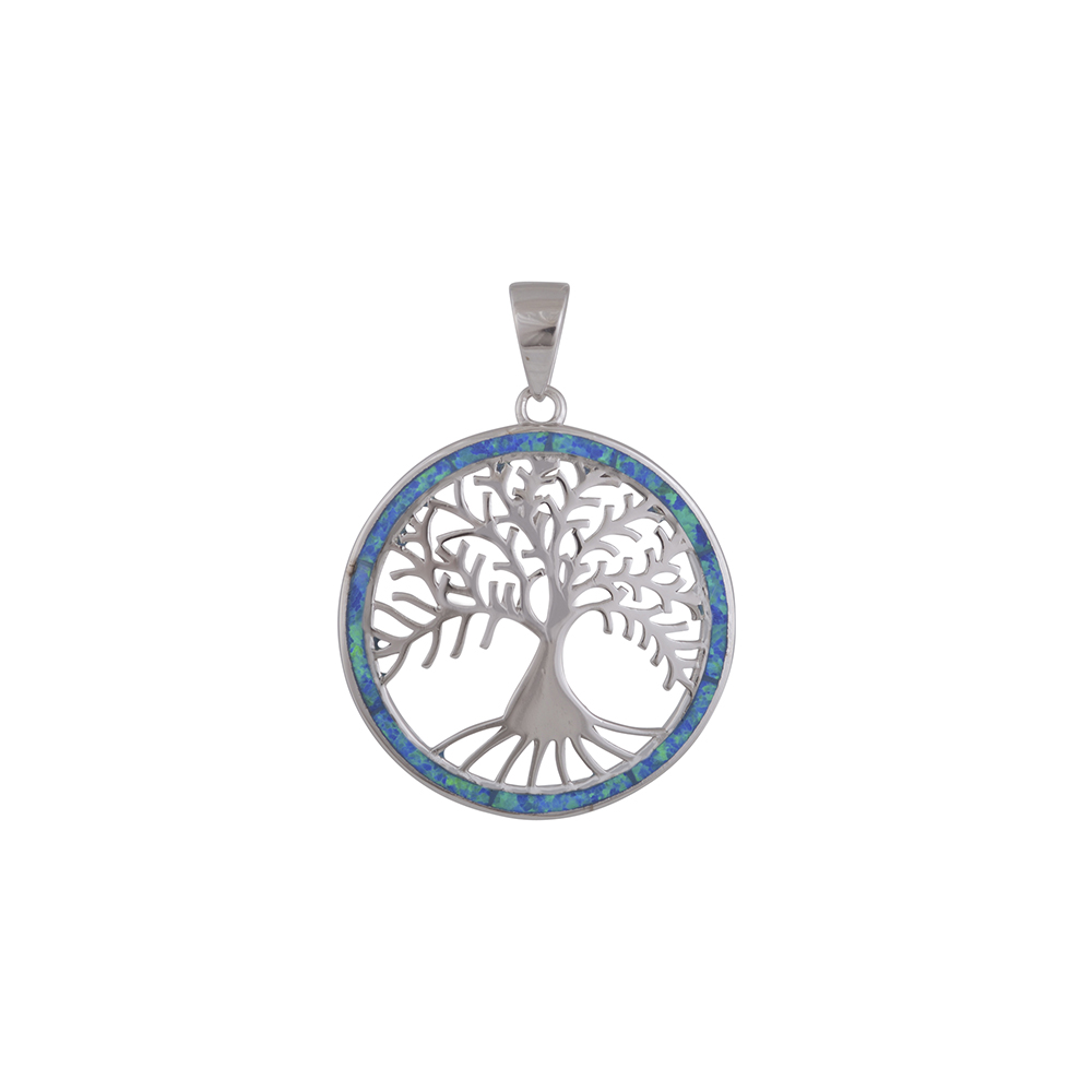 Tree Pendant with Opal Stone in Silver 925
