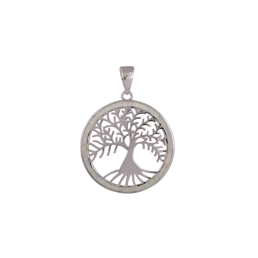Tree Pendant with Opal Stone in Silver 925