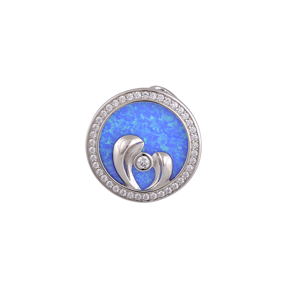 Pendant Disc with Opal Stone in Silver 925