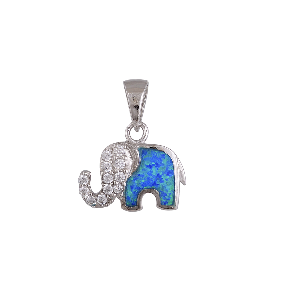 Elephant Pendant with Opal Stone in Silver 925